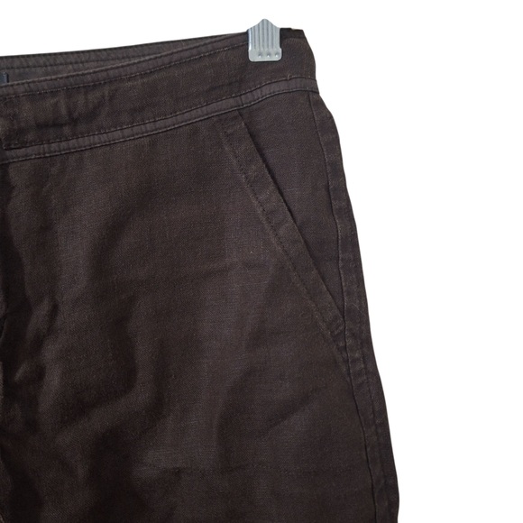 Y2K Banana Republic Womens Brown 100% Linen Shorts Sz 2 Draw String - Picture 5 of 11
